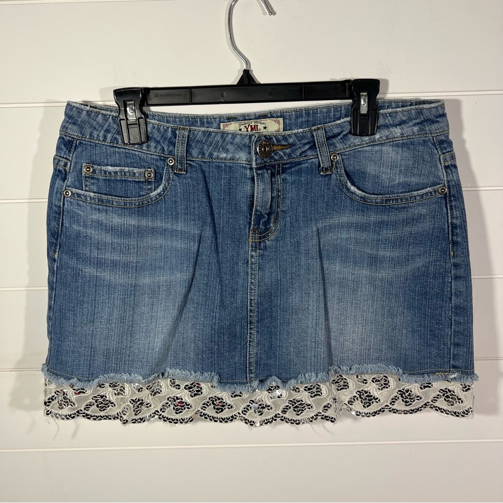 Vintage Y2K YMI sequin denim miniskirt